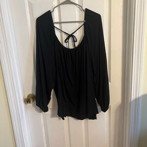 Elegant Black Women's Peasant Top -Size 4X